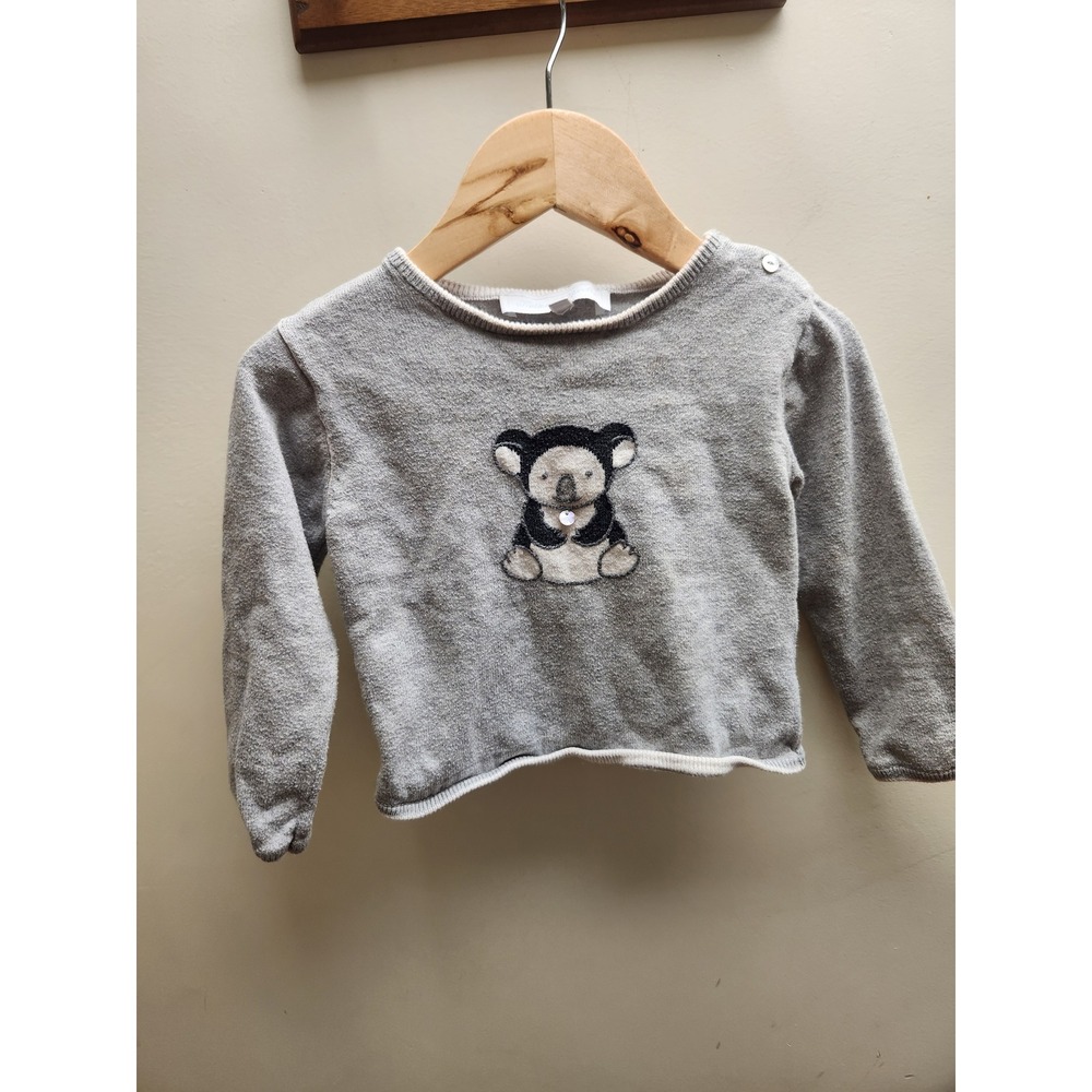 Tartine et Chocolat Kids Gray Cotton Cashmere‎ Koala Knit Sweater Size 2A